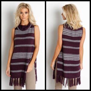 💕BB DAKOTA💕 Mercer Turtleneck Striped Fringe…